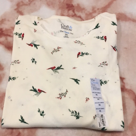 Winter Cardinals Longsleeve Crewneck Tee Size XXL, NWT %100 Cotton - Picture 10 of 12